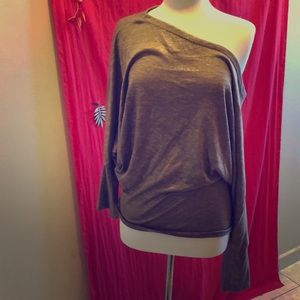 One shoulder gold long sleeve top